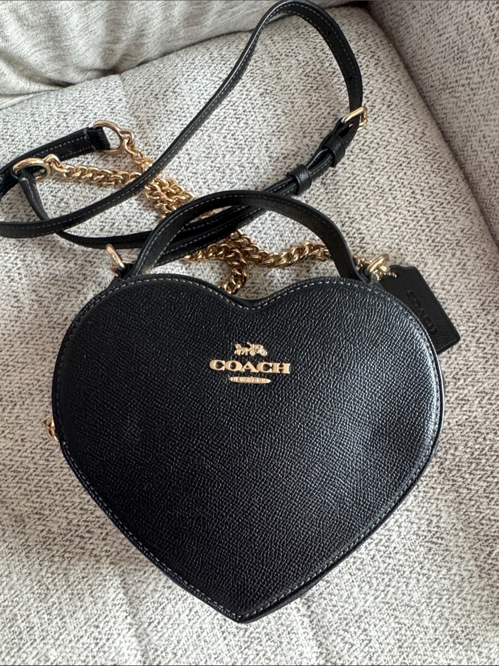Coach Black Heart-Shaped Mini Bag with Gold Hardware